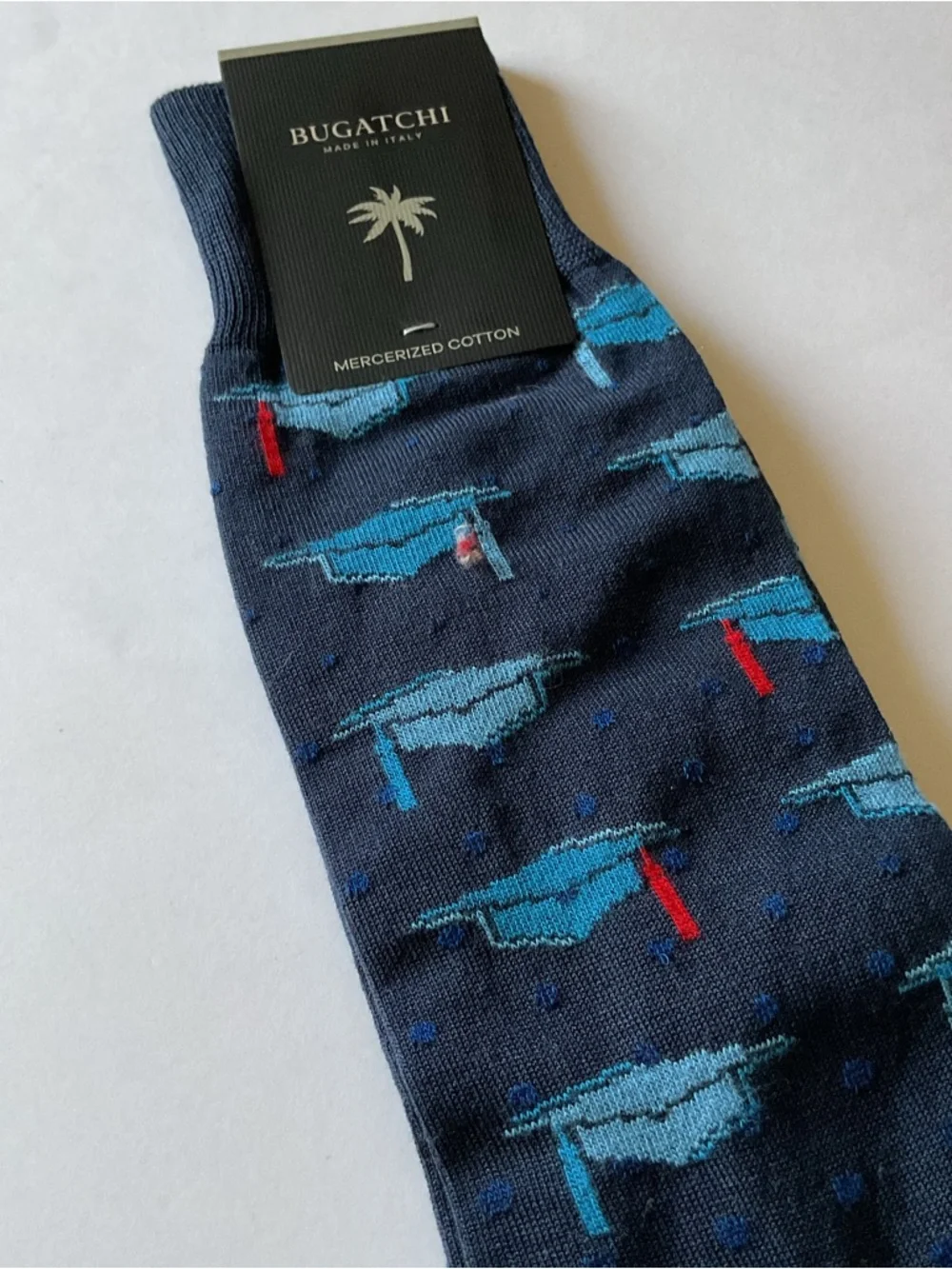 BUGATCHI MENS COTTON SOCKS GRADUATION THEME BLUE CAPS RED TASSELS OS NWT